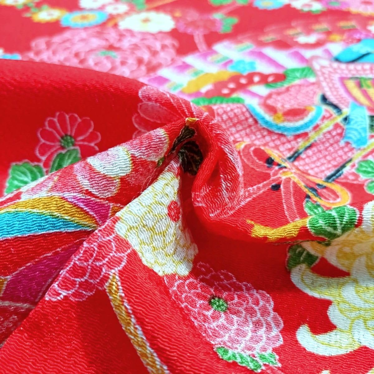 Amazon | ちりめん生地・和布・古布・はぎれ◇昭和レトロな大柄